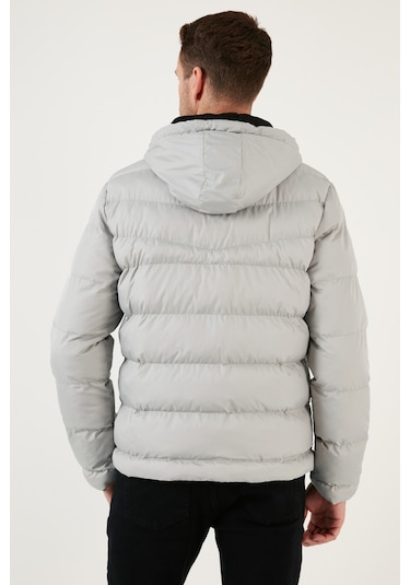 Buratti Kapüşonlu Cepli Slim Fit Şişme Erkek Mont 6490001 Taş