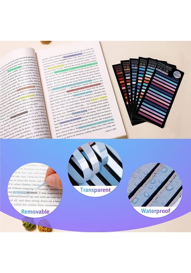 Wezone 300 Adet Işık Renkli Pet Etiketler - Yarı Saydam Yapışkan İşaretleyici, Kitap/doküman Göstergesi, Su Geçirmez, Kolay Kaldırılabilir