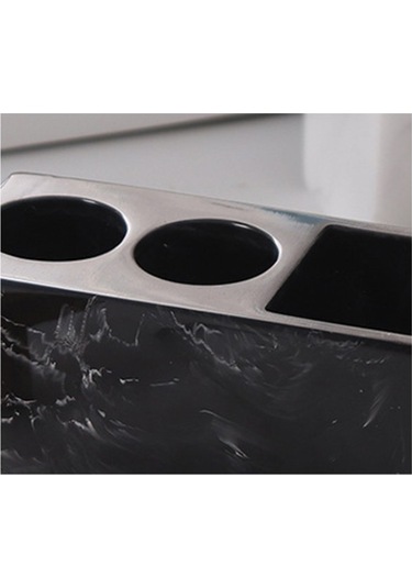 Willowhaven Yaratıcı Mermer Desen Reçine Işlevli Elektrikli Diş Fırçası Raf Diş Macunu Tutucu Banyo Temiz 2 Adet Beyaz Gri