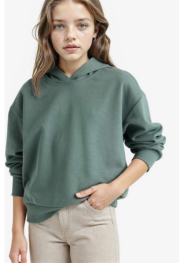 Defacto Kız Çocuk Relax Fit Kapüşonlu Basic Düz Sweatshirt F0008a825augn470 Yeşil Defacto Kız Çocuk Relax Fit Kapüşonlu Basic Düz Sweatshirt F0008a825augn470 Yeşil