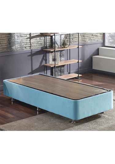 Nironyatak Cozy Baza - 90X190 Cm Tek Kişilik Sandıklı Bebek Mavisi Kumaş Baz