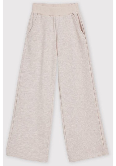 Kids Girl Geniş Paça Jogger Eşofman Altı Bej