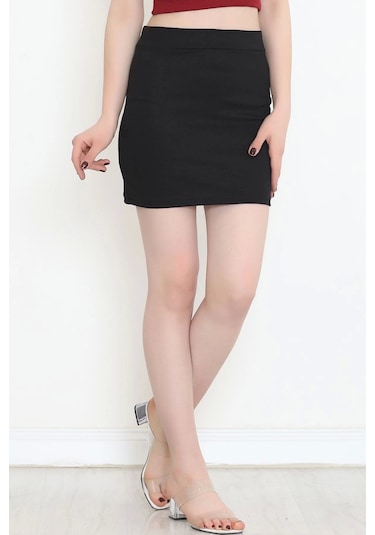 Krep Mini Etek Siyah