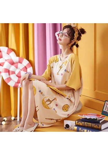 Snapbuy Kadın Kore Tarzı Yaz Pijama Seti - Rahat Ev Kıyafeti, Kısa Kollu Pijama Öğrenciler İçinerkek Ordu Yeşil