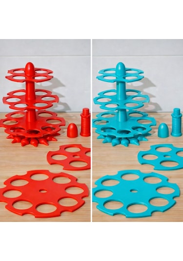 - 3 Katlı Dikey Yumurta Standı 18 Li Yumurta Tutucu Organizer Kırmızı