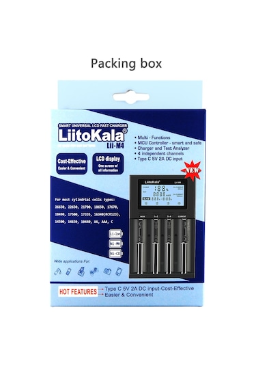 Lıtokala Lıı-m4 4 Yuvalı Pil Şarj Cihazı Lcd Ekranlı 18650 26650 14500 Aa Aaa Lityum Nimh Pil Akıllı Şarj Edilebilir Pil Şarj Cihazı