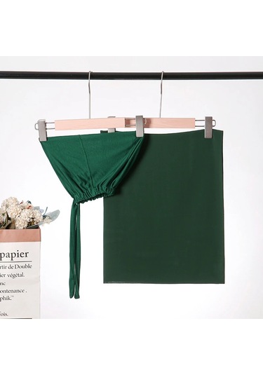 Noenname Null Kadın Şifon Başörtüsü & Jersey Undercap Seti - 2 Parçalı Green