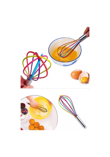 Silikon Çırpıcı Metal Saplı Renkli Çırpma Teli Renkli