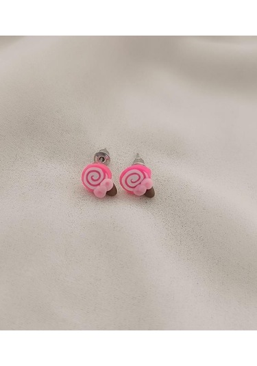 Küpe Lolipop Şeker Küpe Kadın Kız Çocuk Pembe Renkli