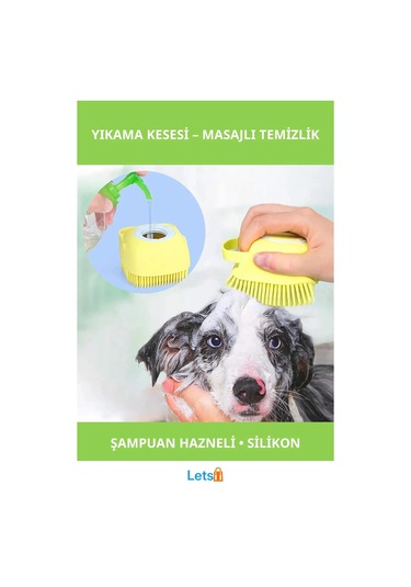 Yumuşak Silikon Şampuan Hazneli Kedi Köpek Yıkama Kesesi 80ml