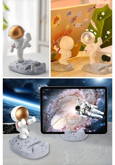 River World Mini Boy Tablet Ve Telefon İçin Astronot Modelli Stand Çok Renkli