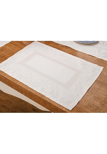 Finezza Roma Jakar Polyester Kumaş Bej Amerikan Servis 33x46 cm Bej 4 Ad.-1384 Bej