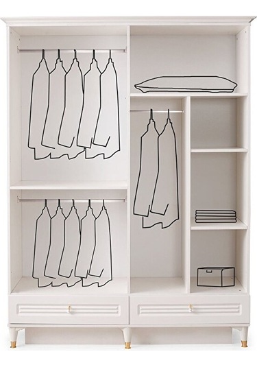 Kuğu Gardırop-4 Kapaklı-aynalı