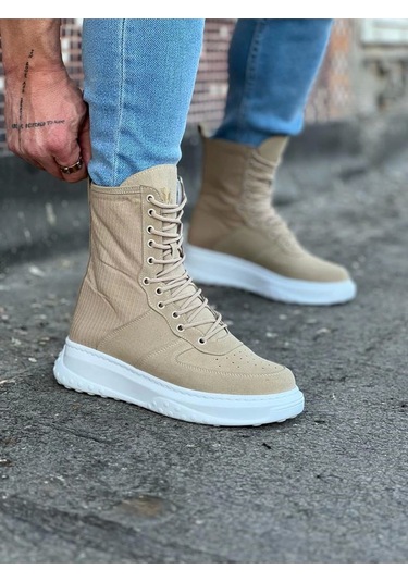 Wagoon Wg012 Bej Süet Uzun Bağcıklı Bot Çok Renkli