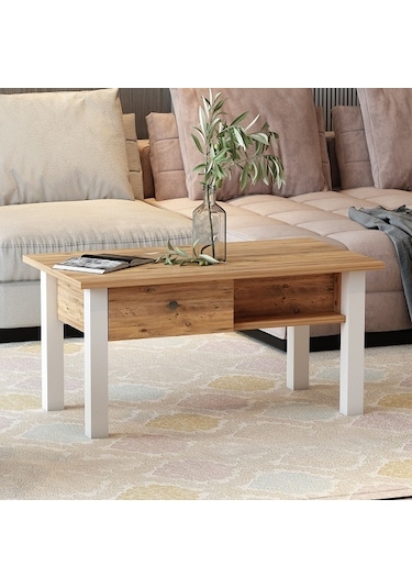 Orta Sehpa Loft Beyaz Antik Çam