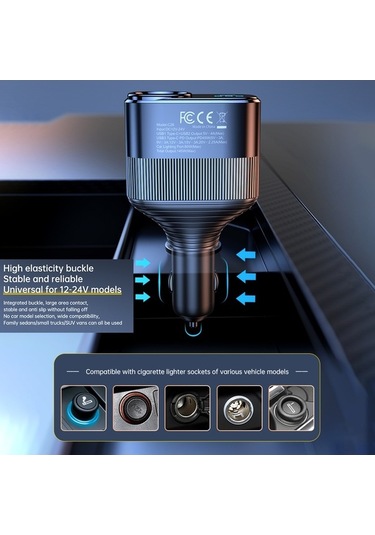 Novahub 145w Yüksek Güçlü Araba Şarj Cihazı, Pd45w+type-c+usb, Led Voltaj Gösterge, Otomobil/kamyon/suv İçin