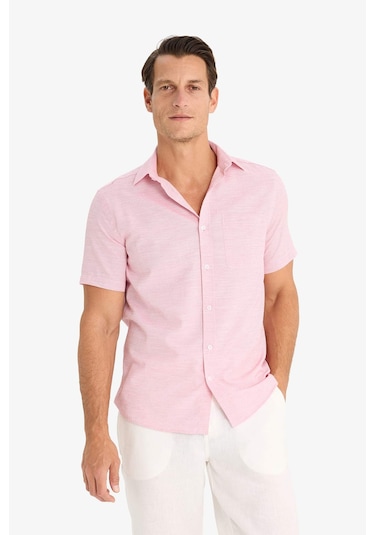 DeFacto Modern Fit Yazlık Polo Yaka Basic Düz Kısa Kollu Gömlek E5077AX25SMRD92 DeFacto Modern Fit Yazlık Polo Yaka Basic Düz Kısa Kollu Gömlek E5077AX25SMRD92
