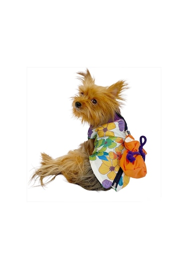 Flower Power Çantalı Su itici Yağmurluk Köpek Yağmurluğu