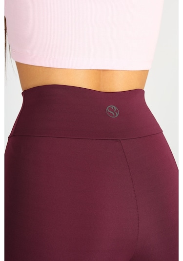 Soft&Basic Kadın Bıker Toparlayıcı Spor Tayt Bordo