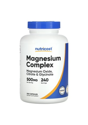 Nutricost, Magnesium Oxide , Citrate , Glycinate Complex 500 Mg 240 Caps