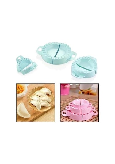 Ams Net 3lü Çiğ Börek Kurabiye Hamur İşi Ravioli Kesme Kalıbı Aparatı Sarı