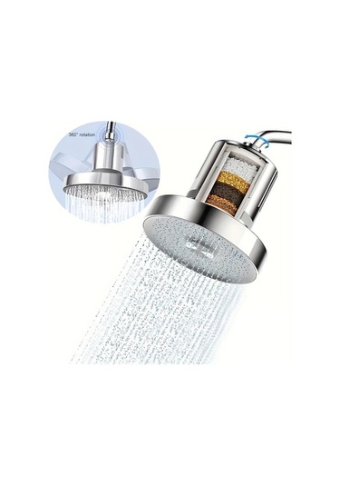 Fastbuy Challenger Simli 1 Adet Basınçlı Yuvarlak Filtreli Duş Başlığı, Su Tasarruflu Yağmur Banyo Aksesuarı Duvara Montaj