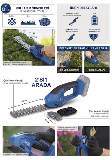 Scheppach C-HTGS200-X Set S Akülü Çim Çit Makası