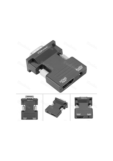 Ses Destekli Hdmı To Vga Çevirici Dönüştürücü 4499A Adaptor Monit