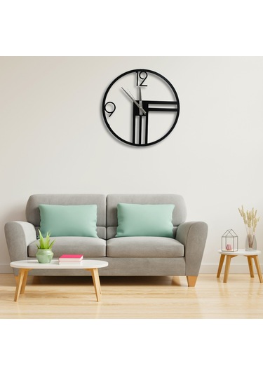 Eşsiz Tasarım Metal Duvar Saati 40 Cm Siyah Renk Siyah