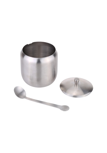 Jeemson Stanyum Çelik Baharat Kabı - Kahve Şeker Depolama Kutusu, 400ml, 12cm Kaşık İle, Mutfak Araçları Diğer