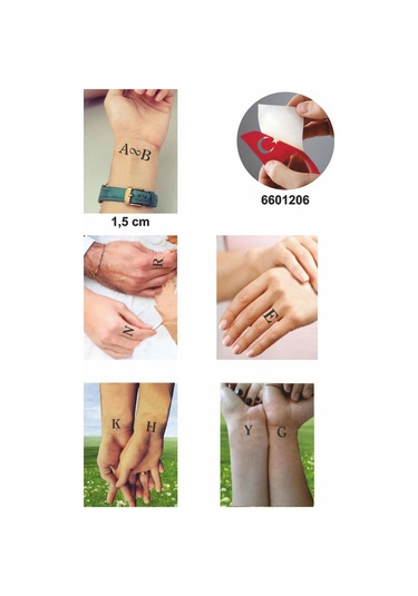 Enhavalı Düz Font Kare Harf Geçici Dövme Şablonu