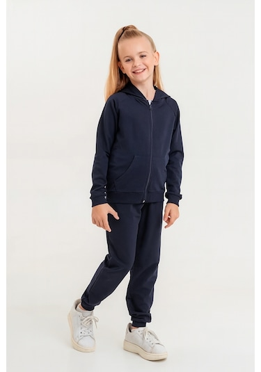 Ahengim AK0785 Basic Fermuarlı Kız - Erkek Çocuk Okul Eşofman Takımı - Lacivert