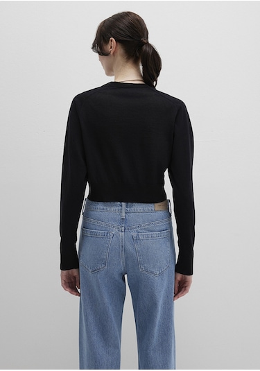 Mavi - Siyah Crop Hırka 1710690-900 Siyah