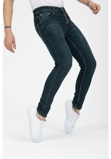 Erkek Yeşil Tint Destroy Skinnyfit Likralı Jean Kot Pantolon Yeşil