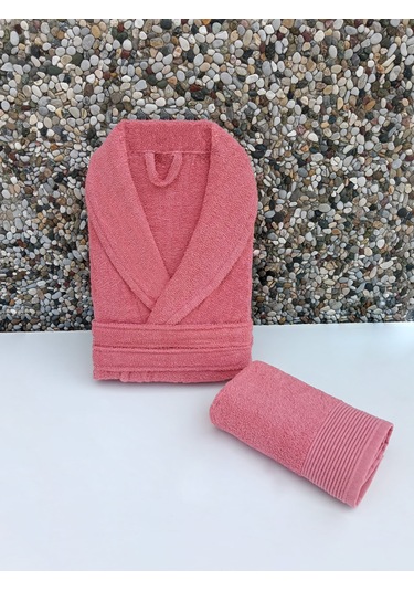 Kadın/erkek Unısex Şalyaka Bornoz Havlu 2 Parça Kırmızı