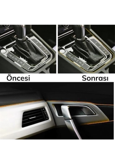 Buffer Gold Araba Oto Trim Dekorasyon Şeridi Kauçuk Elastik Kolay Kurulum 5 Metre Şerit Bant