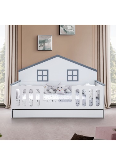 Bello Çocuk Odası Takımı, Bello Yavrulu Karyola, Fethiye 3 Kapaklı Dolap, Şifonyer - Gri Renkli Bello Çocuk Odası Takımı, Bello Yavrulu Karyola, Fethiye 3 Kapaklı Dolap, Şifonyer - Gri Renkli