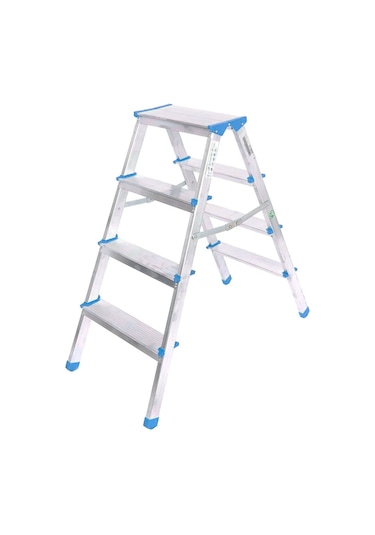 4+4 Çift Basamaklı Alüminyum Metal Merdiven Yükseklik 92cm Baş Genişlik 8cm 5570 1 Adet