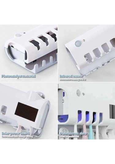 Reedark Uv Işınlı Diş Fırçası Sterilizatörü - 4'lü Duvar Askısı Ve Usb Şarj Beyaz