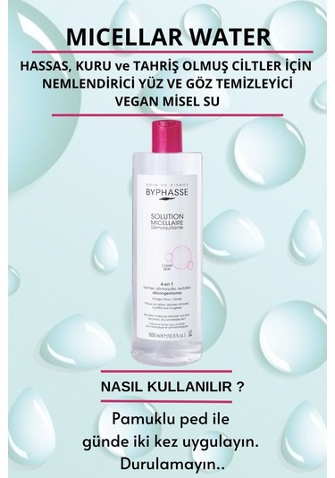 Byphasse Micellar Yüz Ve Makyaj Temizleyici Misel Su + 35 Adet Pamuk 500 ML