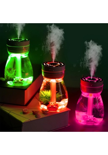 Fochsia Mavi Taşınabilir Kedi Nemlendirici Usb 12.85oz Sessiz Led Işıklı