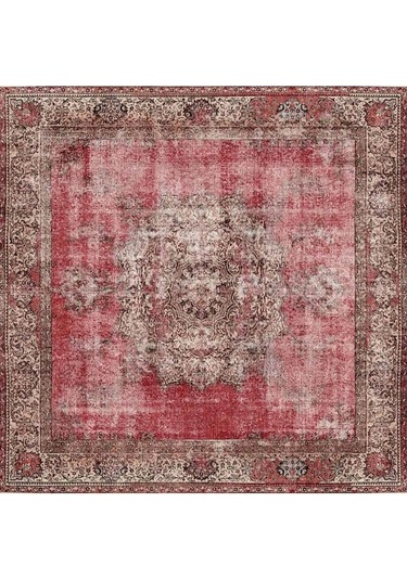 Blues Vintage Desenli Dokuma Taban Dekoratif Kırmızı Halı (Al 119