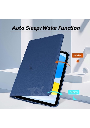 İpad Uyumlu A16 11.nesil A3354-a3355 Dönebilen Tablet Kılıfı + Ekran Koruyucu + Tablet Kalemi Kapaklı Kılıf