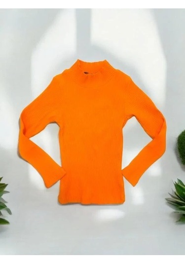 Kız Çocuk Kaşkorse Balıkçı Yaka Bluz-14326 Turuncu