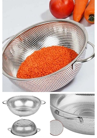 Paslanmaz Çelik Kulplu Süzgeç 26 Cm