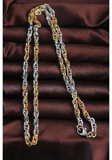 316l Çelik Çift Renk Hallow Model Kolye - Ebj240714w25377 Beyaz