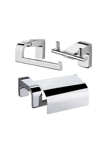 Premium Kapaklı Kağıtlık Kapaksız Kağıtlık Ikili Askılık Seti Krom