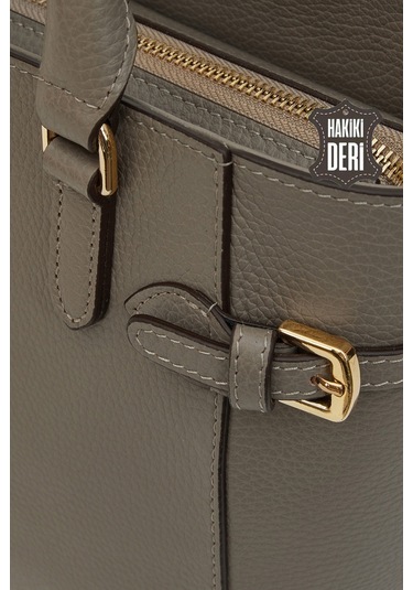 Hakiki Deri Kadın El Çantası Vizon Smr7922 Vizon