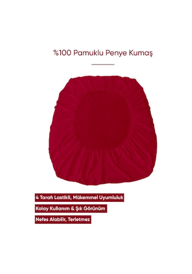 Penye Lastikli Çarşaf Pamuklu Jersey Çift Kişilik 160x200cm Bordo Bordo