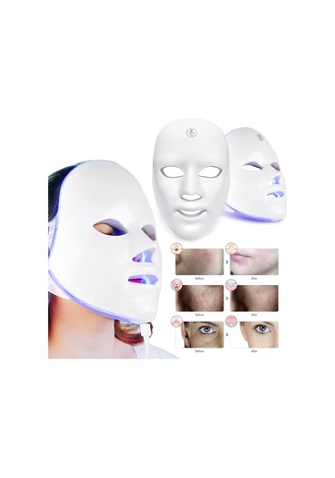 Gajeena 7 Renkli Led Işık Terapili Yüz Ve Boyun Maskesi - Cilt Onarımı Ve Yenileme Çok Renkli